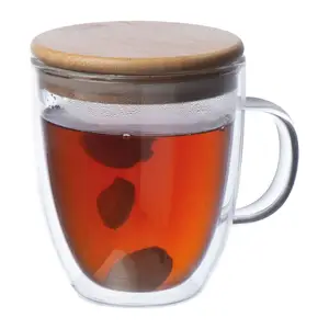 Double-walled glass with handle and 350 ml filling